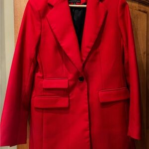 Banana Republic Red Blazer Tailored Wool-Blend